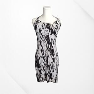 Ann Taylor Size 0X VTG Dress Halter Neckline Lined Black and White Midi